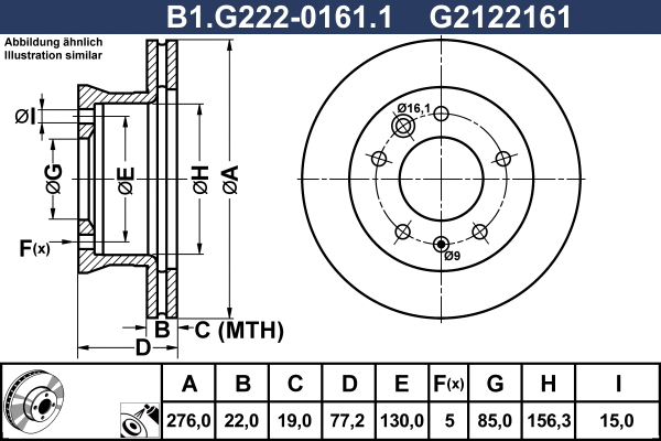 Disque de frein GALFER B1.G222-0161.1