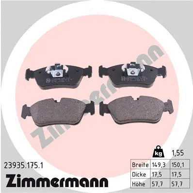 Kit de plaquettes de frein, frein à disque ZIMMERMANN 23935.175.1