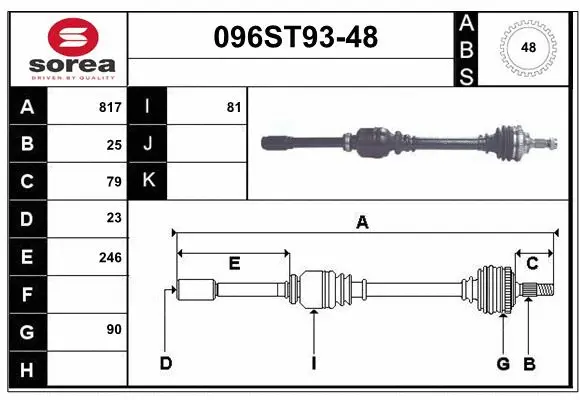 Arbre de transmission STARTCAR 096ST93-48