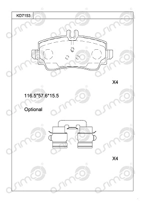 Kit de plaquettes de frein, frein à disque ASIMCO KD7153