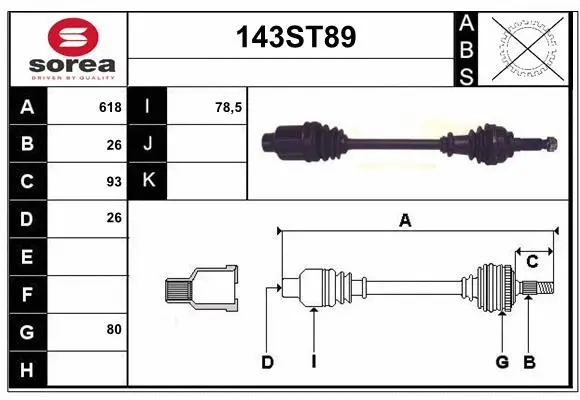 Arbre de transmission STARTCAR 143ST89