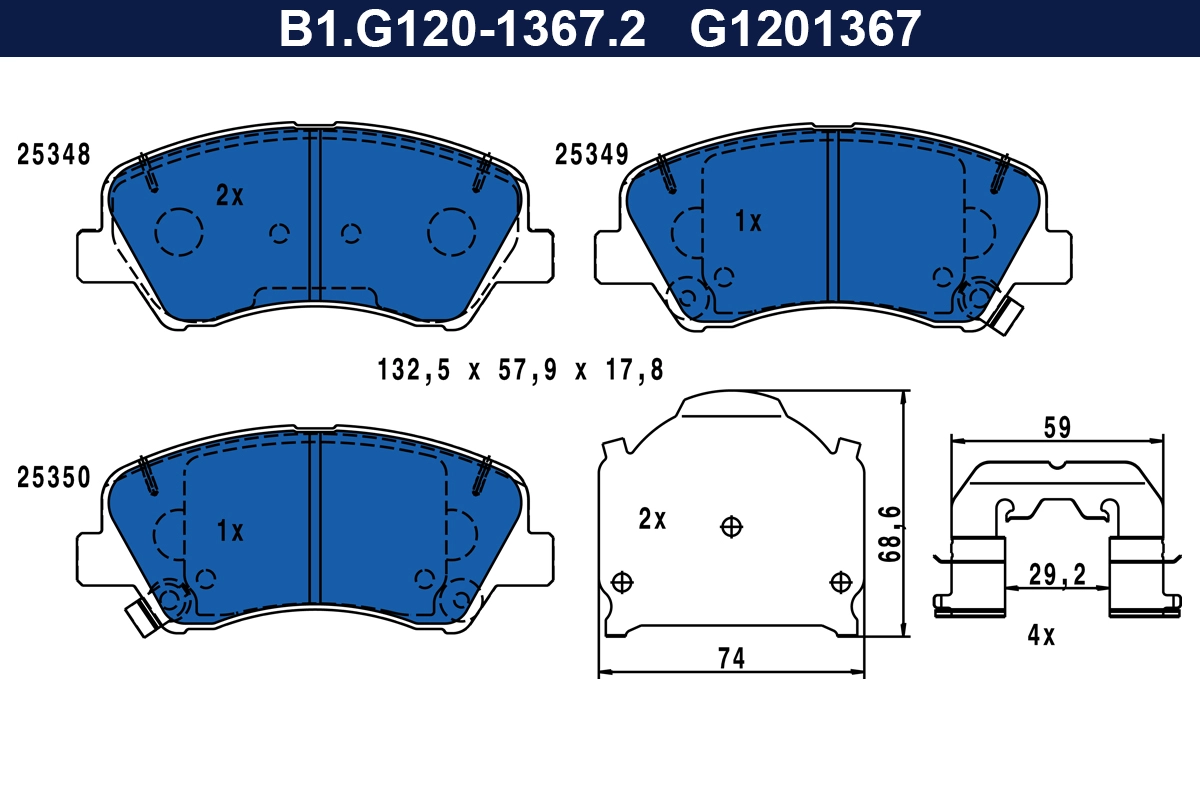 Kit de plaquettes de frein, frein à disque GALFER B1.G120-1367.2