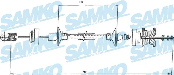 Tirette à câble, commande d'embrayage SAMKO C0146C