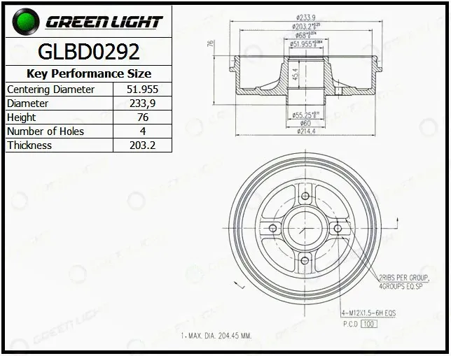 Tambour de frein Automotive Adriado GLBD0292