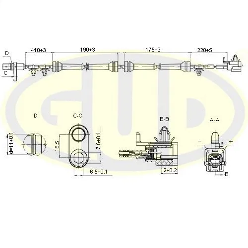 Capteur, vitesse de roue G.U.D. GABS02424