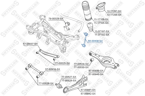 Entretoise/tige, stabilisateur STELLOX 56-00408-SX