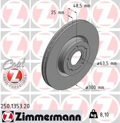 Disque de frein ZIMMERMANN 250.1353.20