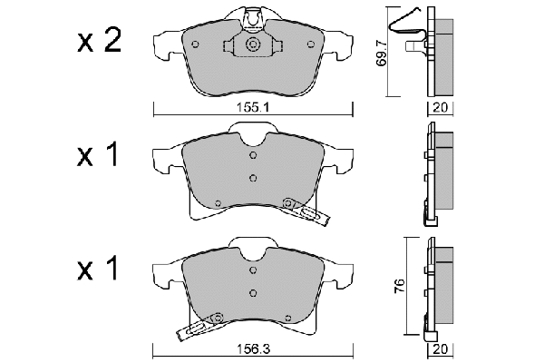 Kit de plaquettes de frein, frein à disque AISIN BPOP-1002