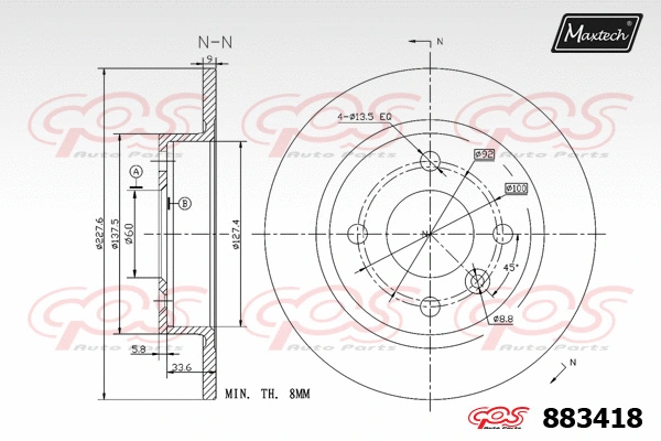 Disque de frein MAXTECH 883418