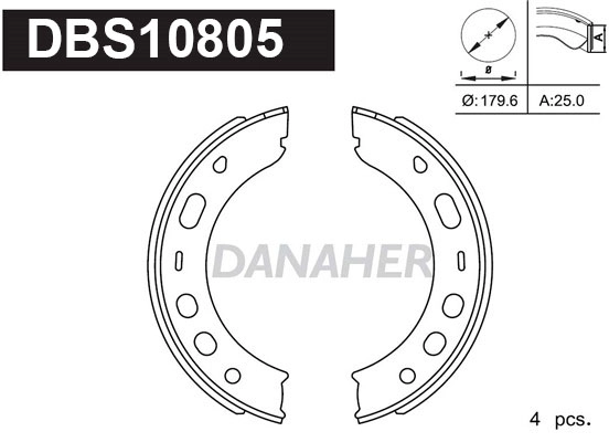 Jeu de mâchoires de frein, frein de stationnement DANAHER DBS10805
