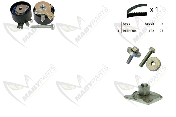 Pompe à eau + kit de courroie crantée MABYPARTS OBKWP0061