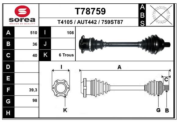 Arbre de transmission EAI T78759