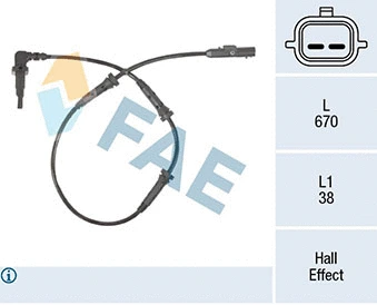 Capteur, vitesse de roue FAE 78314