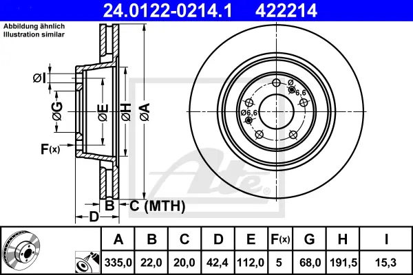Disque de frein ATE-APAC 24.0122-0214.1