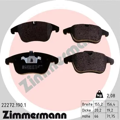 Kit de plaquettes de frein, frein à disque ZIMMERMANN 22272.190.1
