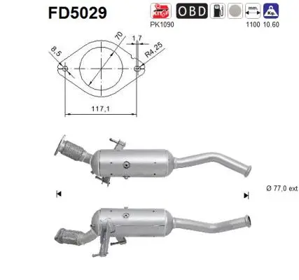 Filtre à particules / à suie, échappement AS FD5029