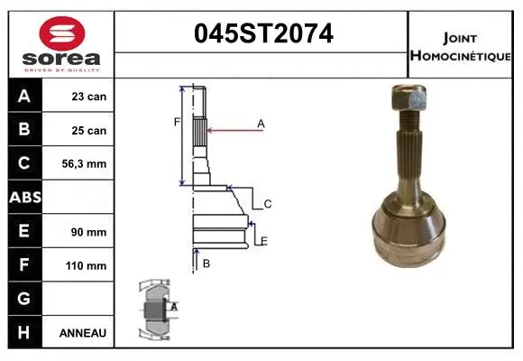 Jeu de joints, arbre de transmission STARTCAR 045ST2074