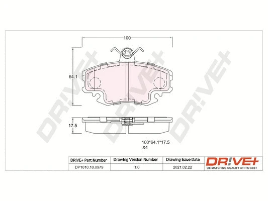 Kit de plaquettes de frein, frein à disque Dr!ve+ DP1010.10.0979