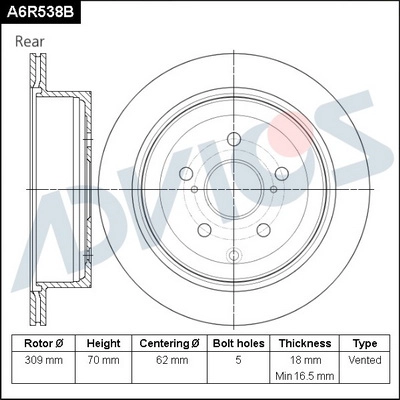 Disque de frein ADVICS A6R538B