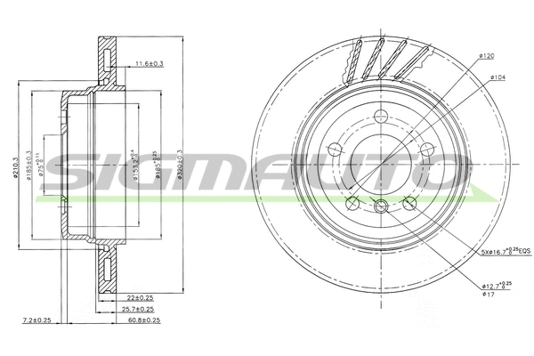 Disque de frein SIGMAUTO DBB297V