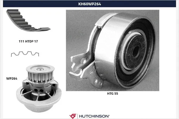 Pompe à eau + kit de courroie crantée HUTCHINSON KH 60WP264