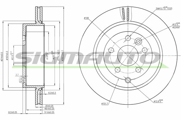 Disque de frein SIGMAUTO DBB609V