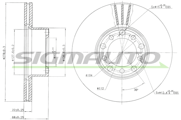 Disque de frein SIGMAUTO DBA143V