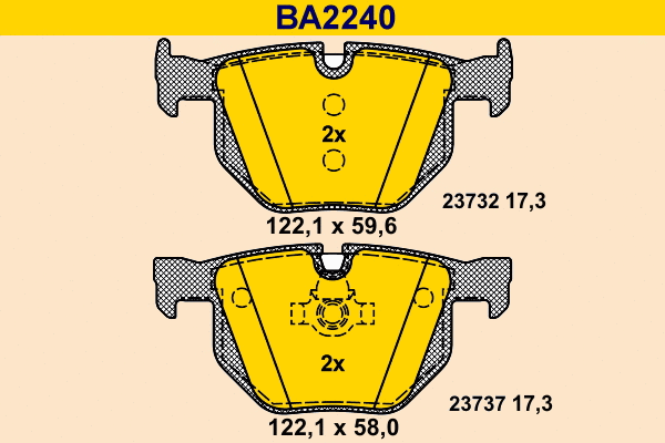 Kit de plaquettes de frein, frein à disque BARUM BA2240