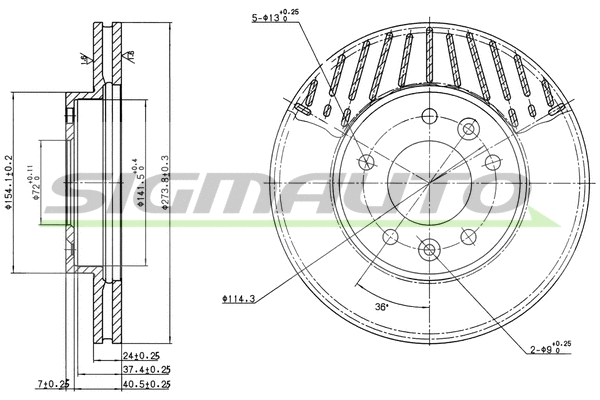 Disque de frein SIGMAUTO DBB146V