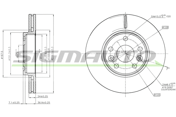 Disque de frein SIGMAUTO DBB979V