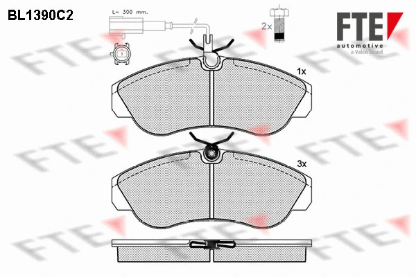 Kit de plaquettes de frein, frein à disque FTE 9010164
