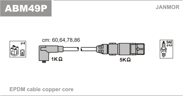 Kit de câbles d'allumage JANMOR ABM49P