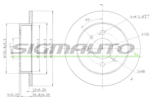 Disque de frein SIGMAUTO DBB613S