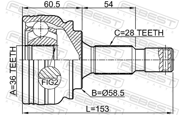 Jeu de joints, arbre de transmission FEBEST 2510-EXP