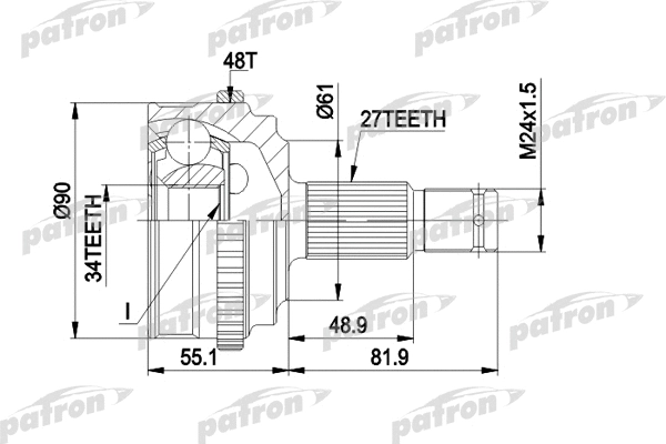 Jeu de joints, arbre de transmission PATRON PCV1222