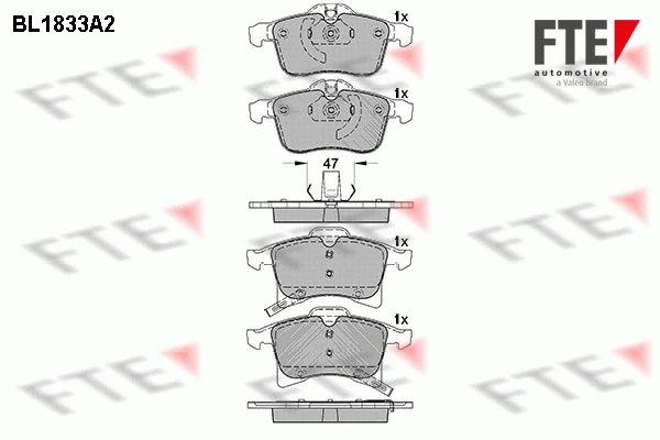 Kit de plaquettes de frein, frein à disque FTE 9010412