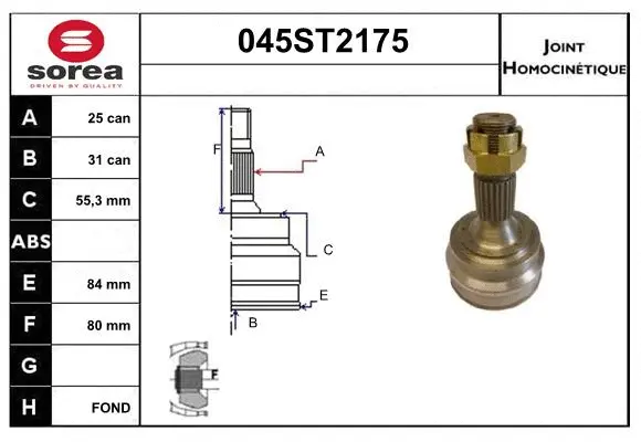 Jeu de joints, arbre de transmission STARTCAR 045ST2175
