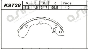Jeu de mâchoires de frein ASIMCO K9728