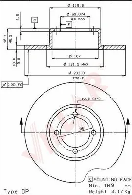 Disque de frein VILLAR 628.1625