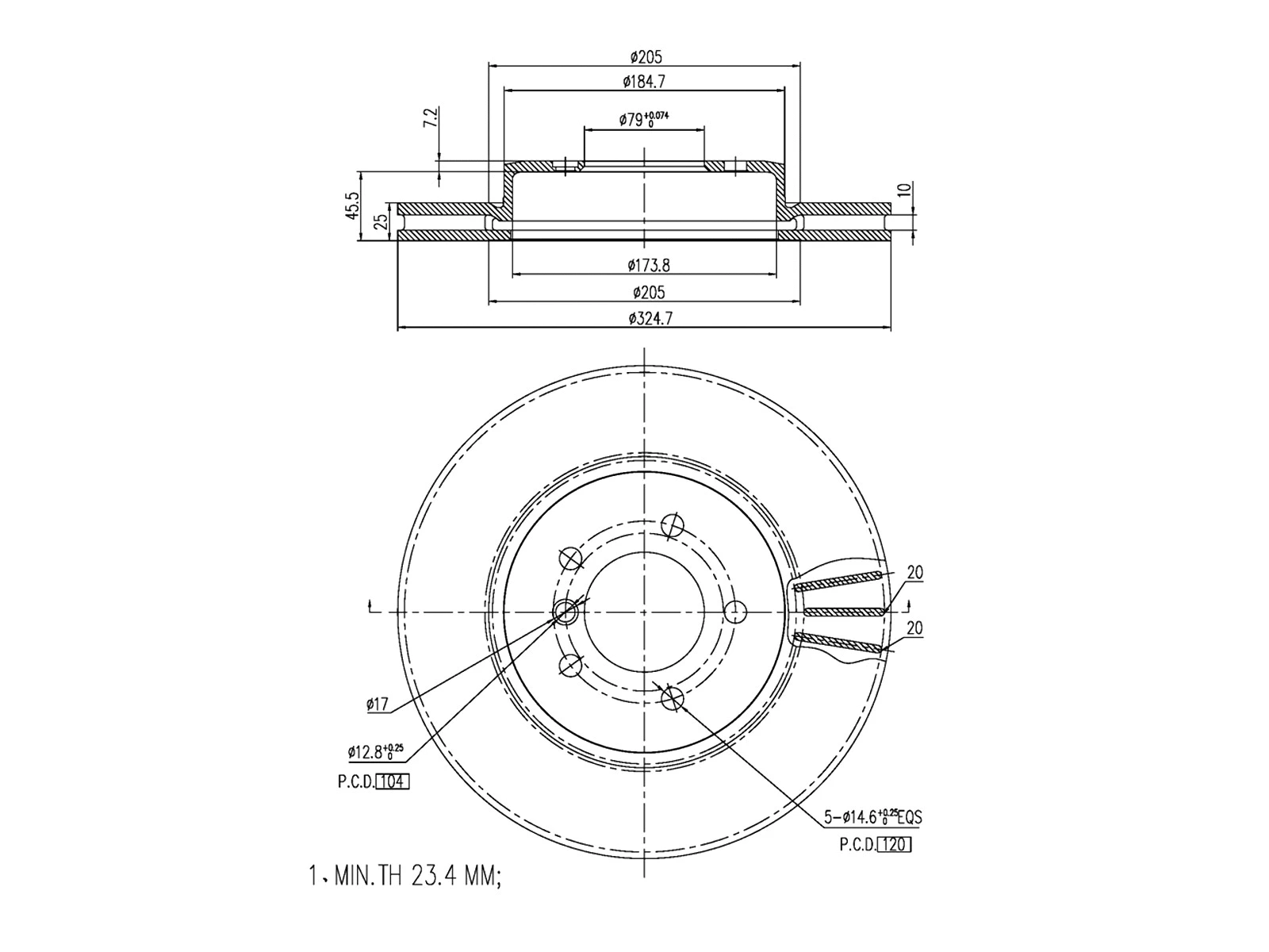 Disque de frein A.Z. Meisterteile AZMT-44-024-1104