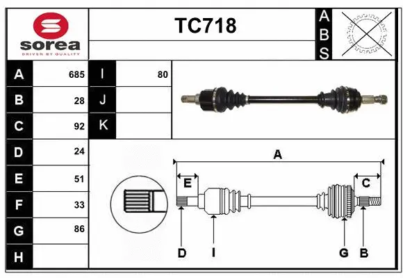 Arbre de transmission SERA TC718