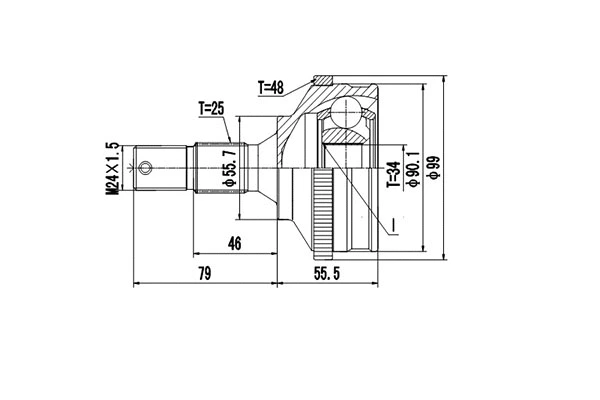 Jeu de joints, arbre de transmission DYNAMATRIX DCV810086