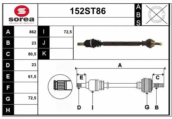Arbre de transmission STARTCAR 152ST86
