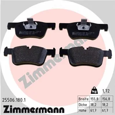 Kit de plaquettes de frein, frein à disque ZIMMERMANN 25506.180.1