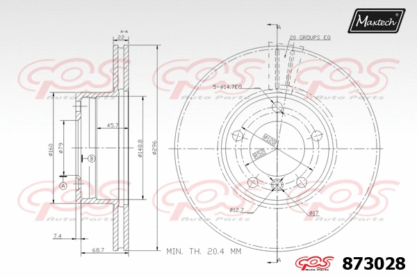 Disque de frein MAXTECH 873028