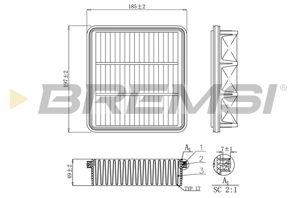 Filtre à air BREMSI FA1150
