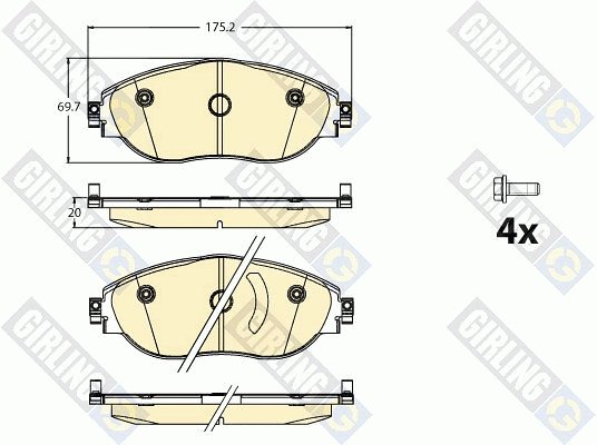Kit de plaquettes de frein, frein à disque GIRLING 6121141