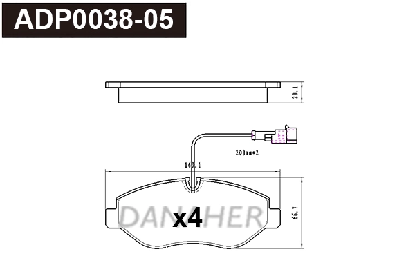 Kit de plaquettes de frein, frein à disque DANAHER ADP0038-05
