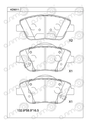 Kit de plaquettes de frein, frein à disque ASIMCO KD9011