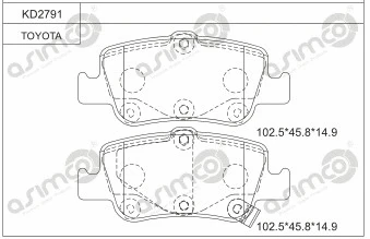 Kit de plaquettes de frein, frein à disque ASIMCO KD2791